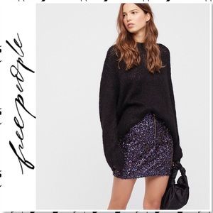 Free People Sequin Lined Mini Skirt Black Size 0